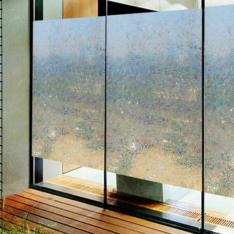 3D Window Film Rainbow Reflective Decorative Privacy Static Clings Glass Sticker