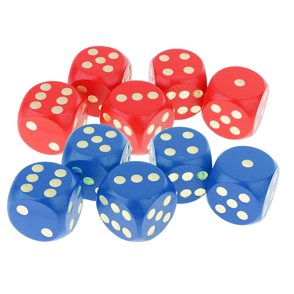 10 pces dados de madeira d6 pontilhados 3cm para d & d jogos de azar diques
