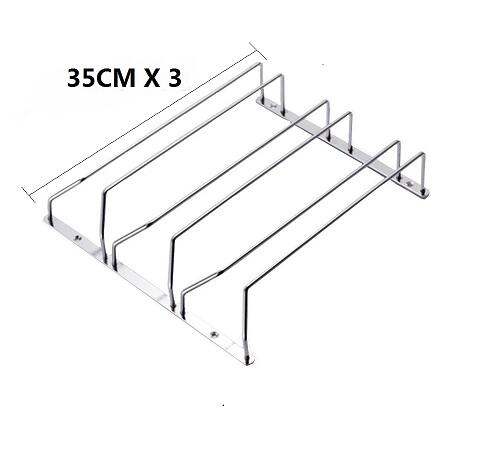 Stojak na wino ze stali nierdzewnej pojedynczy i dwurzędowy stojak na kieliszki robić wina wysoki szklany gablota z pułkami ścienny wiszący schowek WF910135: 3 rows 35CM