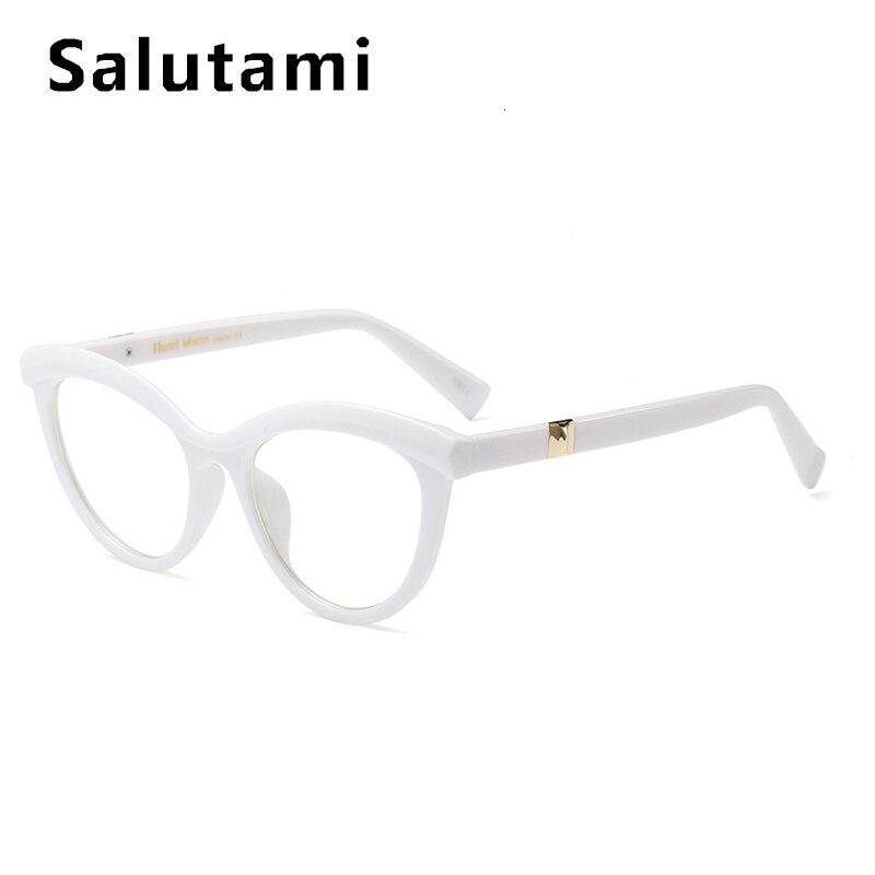 Øjenbue stel rød leopard brille stel til kvinder luksus mærke rund cat eye klare briller kvindelige transparente nuancer: Hvid grå