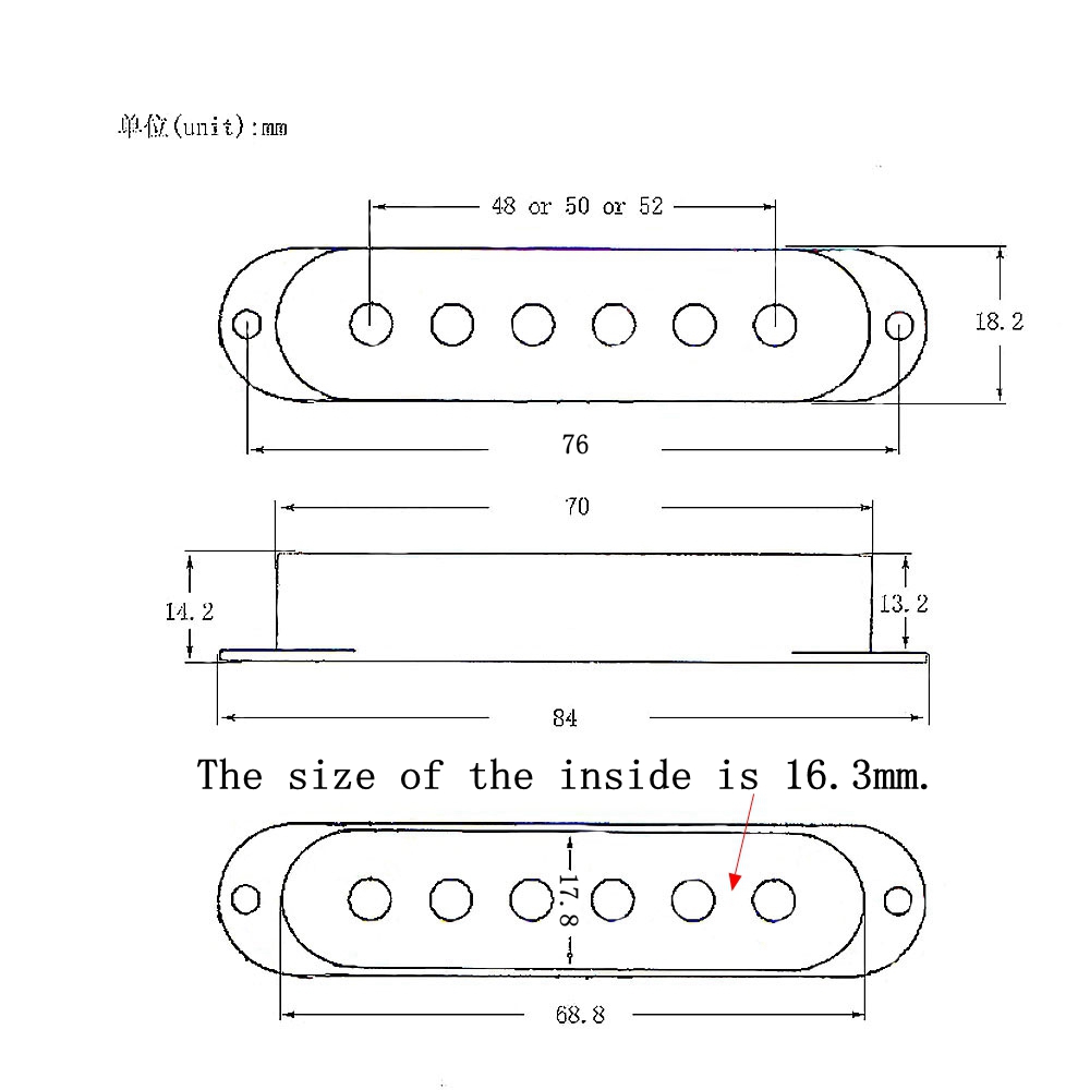 Couvercle de micro pour guitare électrique en laiton, 3 pièces, 48mm/50mm/52mm, accessoires de guitare ST SQ