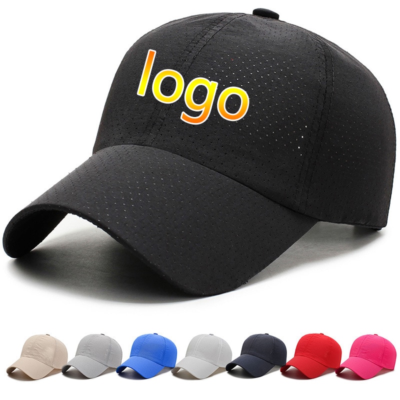 Custom Logo Unisex Solid Thin Mesh Portable Quick Dry Baseball Cap Men Breathable Uv Adjustable Snapback Hat Women Sun Hats