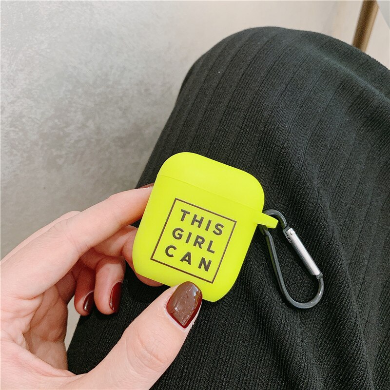 Fluorescent color Simple letter For Airpods Case Cute cartoon Bluetooth Earphone Protective Cover For Airpod 2 soft case: style 10