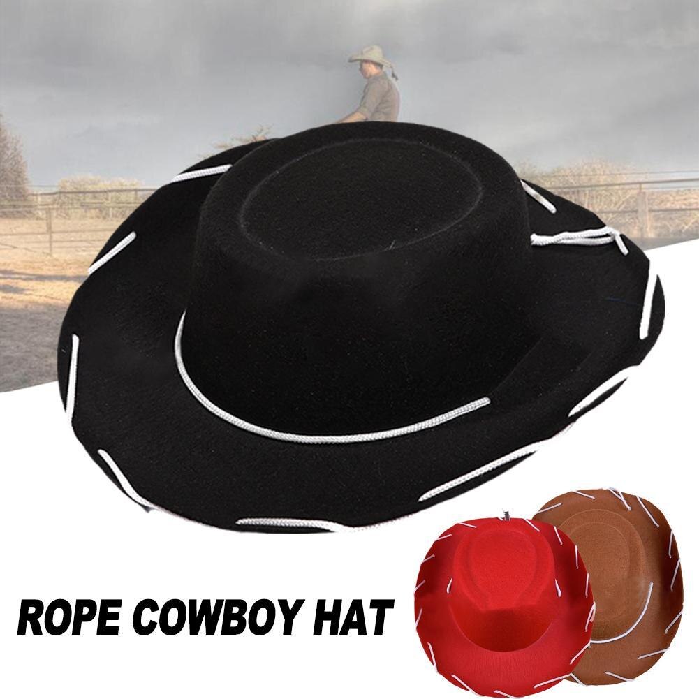 Cowboy Hat Women Men Western Drawstring Non-woven Fabric Cowboy Hats For Gentleman Lady Children Kids Cap Christmas