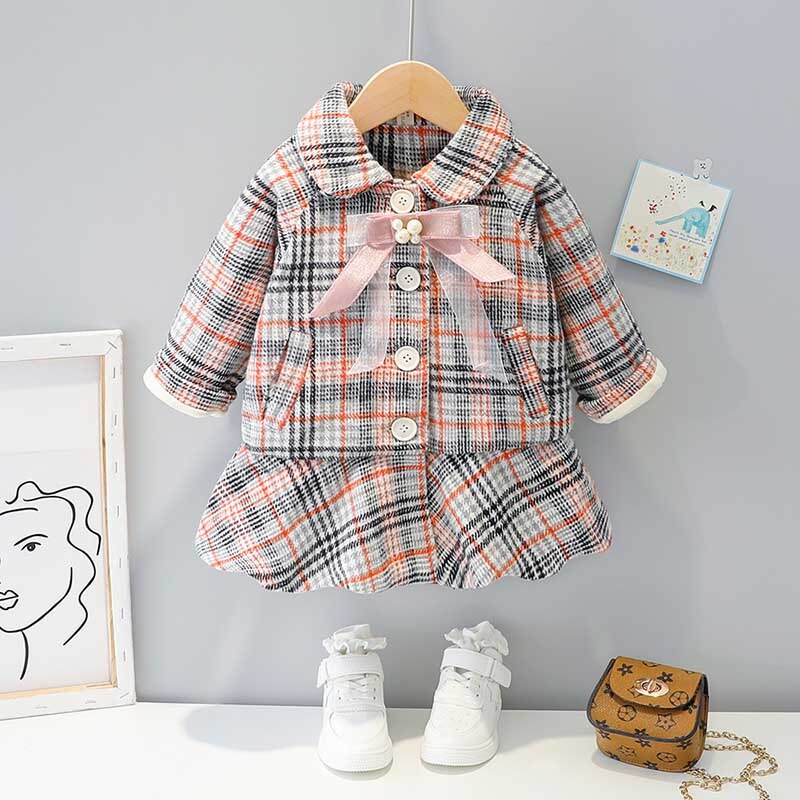 Hoogte 80-120cm herfstmeisje temperament koreaanse wollen jas modieuze kinderkleding trend