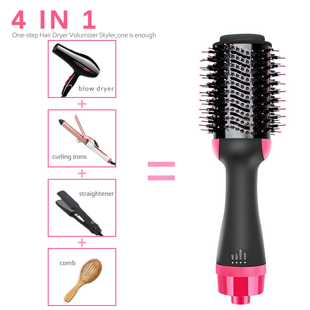 Vip salong 3 4 i 1 en steg hårføner volumizer luft børste rettetang kam Curling styling negativ ion generator verktøy
