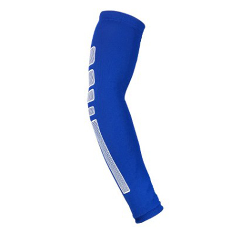 Basketball Armguard Sports Protective Gear Tennis Riding Taekwondo Breathable Warm Long Bracers Sleeve Sunscreen Arm Set: Blue / M