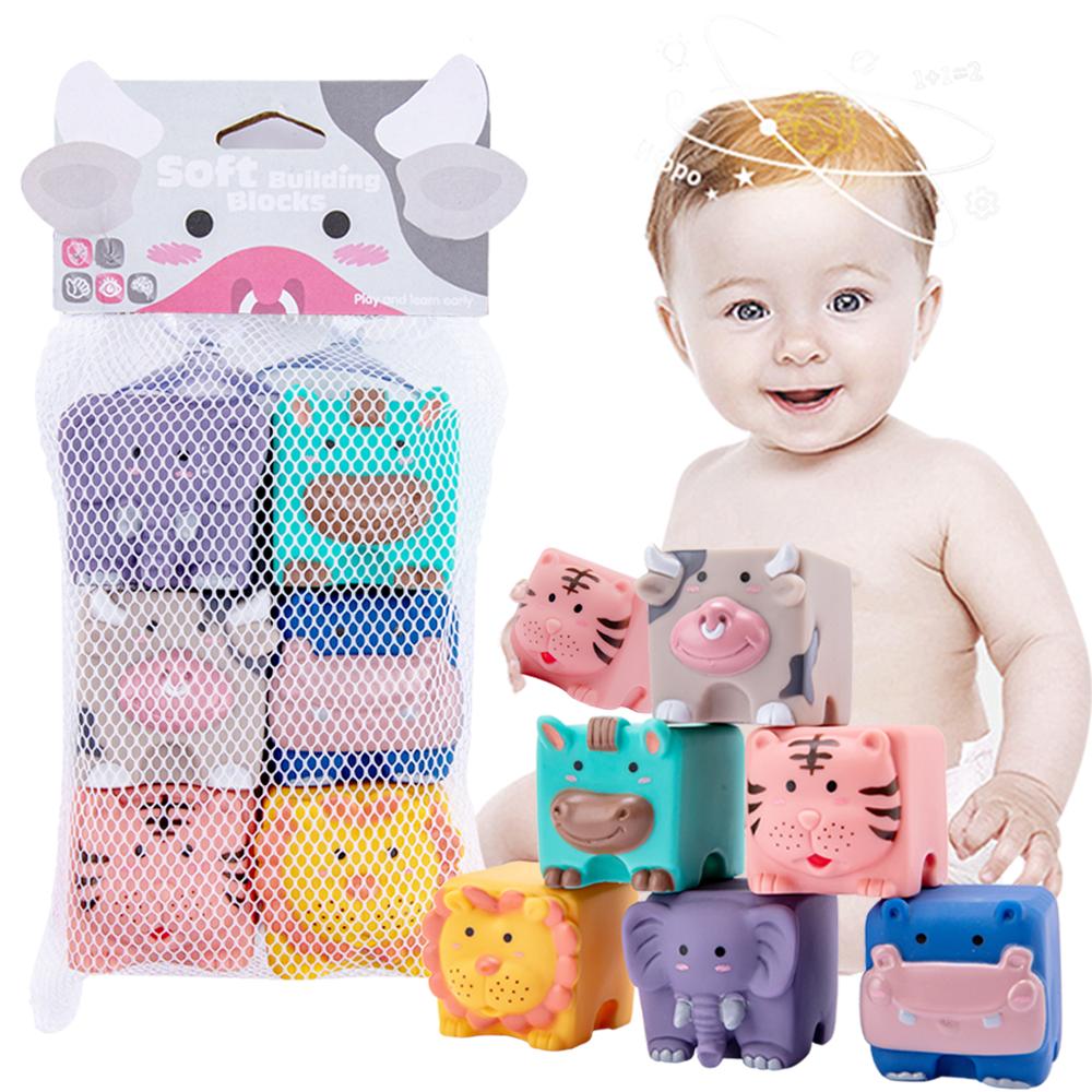 6 stuks /12 stuks/set baby grijp speelgoed siliconen bouw 3d touch handballen baby massage rubber bijtring knijp speelgoed baby speelgoed: Set van 6 stuks