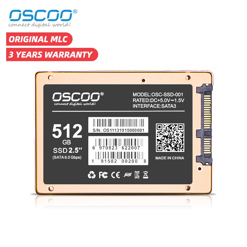 Oscoo original mlc 2.5 Polegada sata3 ssd disco rígido para desktop portátil unidade de estado sólido interno venda direta da fábrica