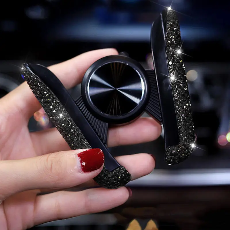 Diamond Crystal Car Phone Holder in Auto Stand Cellphone Bracket Holder for Phone Auto Stuff Bling Car Accessories for Women: Yellow