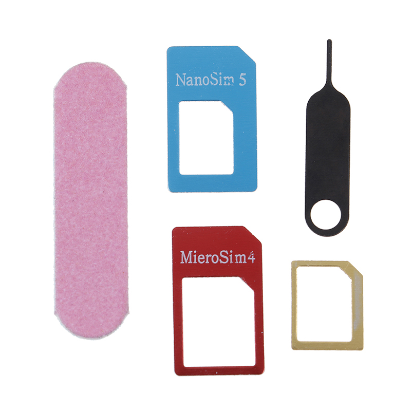 5in1 Micro Standaard Sim Card Adapter Kit Converter Met Sander Bar Tray Open Naald Voor iPhone 5S 7 Plus 6S xiaomi redmi 3s