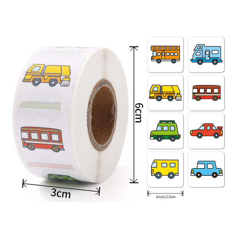 500 Stuks Cartoon Transport Auto Labels Stickers Kinderen Beloning Puzzel Stickers Verjaardagsfeestje Cadeau Decoratief Label Scrapbooking: Rood