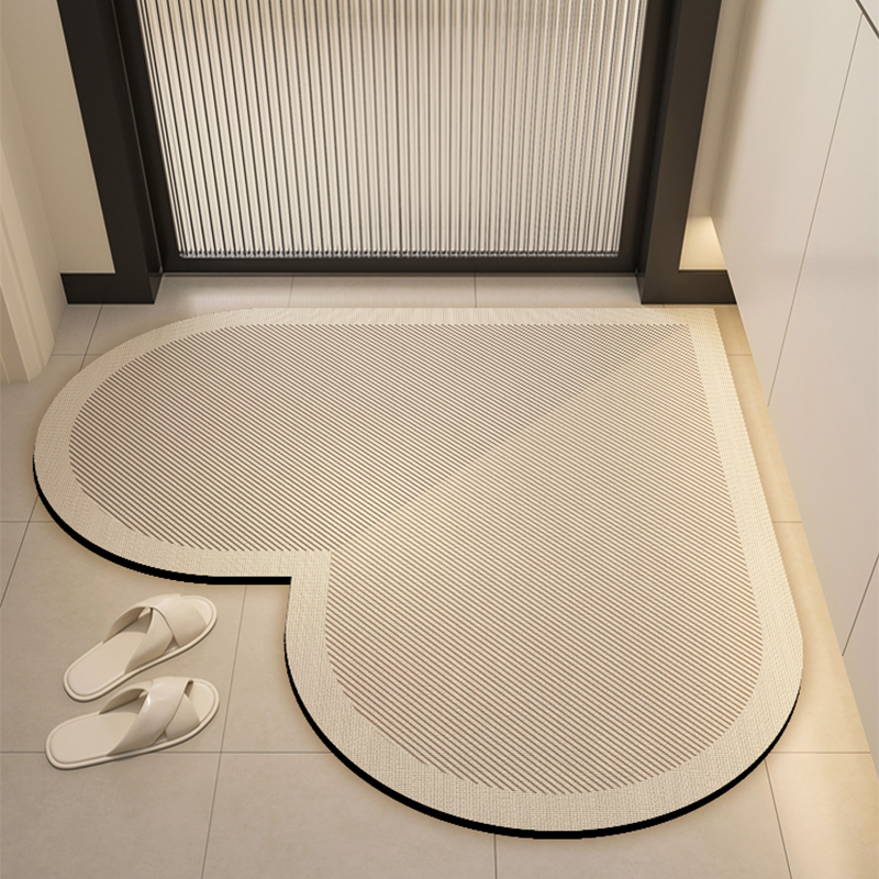 Diatom mud heart-shaped bathroom absorbent floor mat, bathroom door mat, entrance door mat, quick drying anti slip carpet