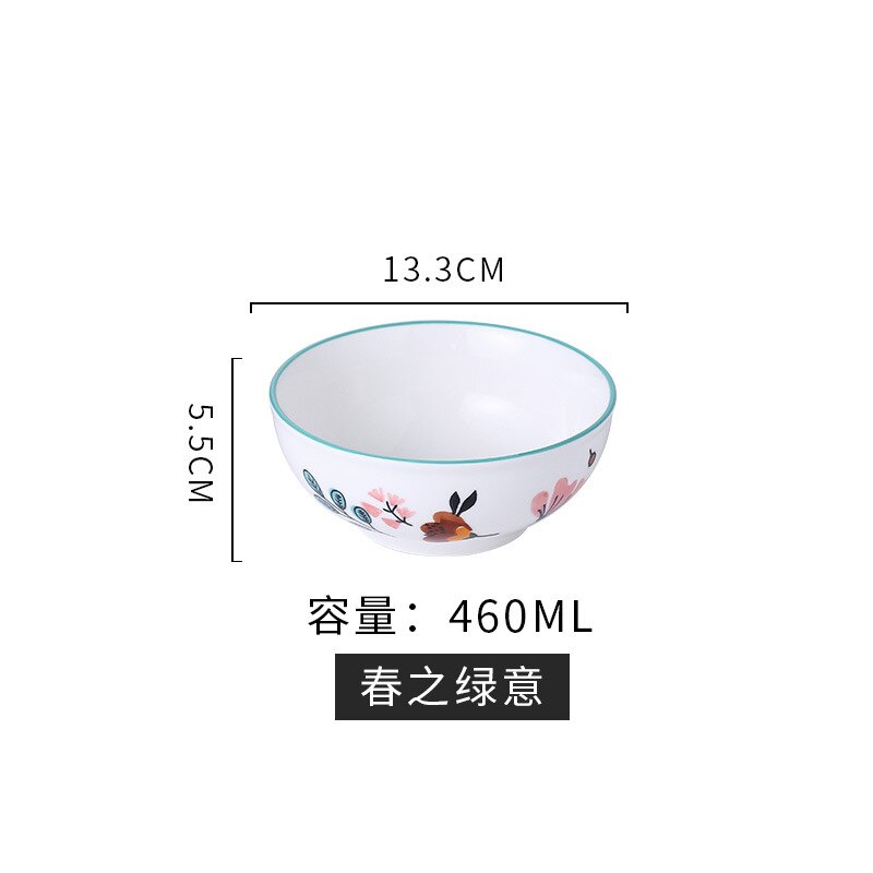 Ceramic Tableware Set Compartment Tray Children's Food Dispatch Disk Breakfast Plate Household Dinner Plates Separated Plate Set: spring bowl