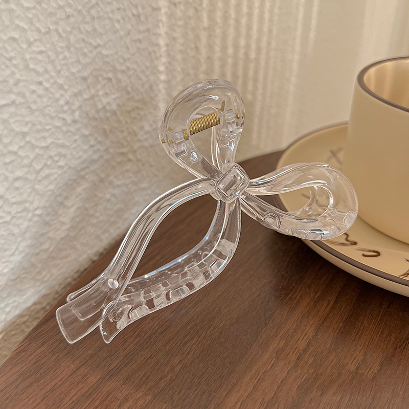 Lazo de cola de caballo, garra grande para el cabello, accesorios para el cabello de cangrejo para mujer, pinzas para el cabello con lazo acrílico sólido, horquillas, pasadores para niñas, diademas: Rojo