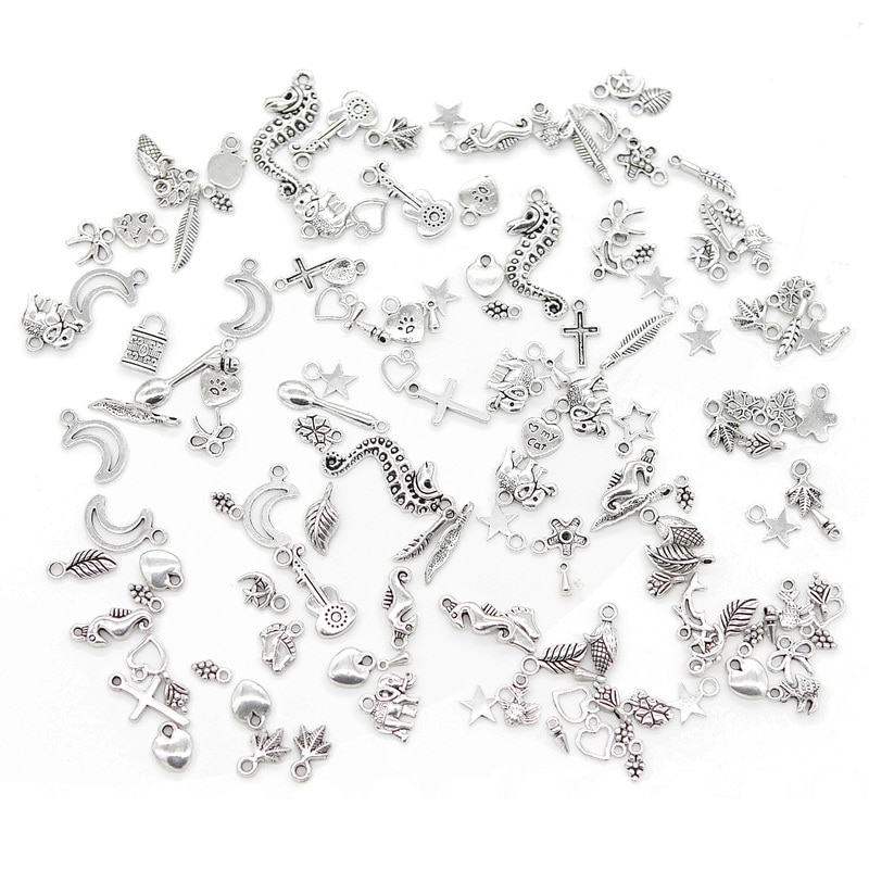 100pcs/lot Mixed Tibtan Silver Charms Pendants for DIY Jewelry Making