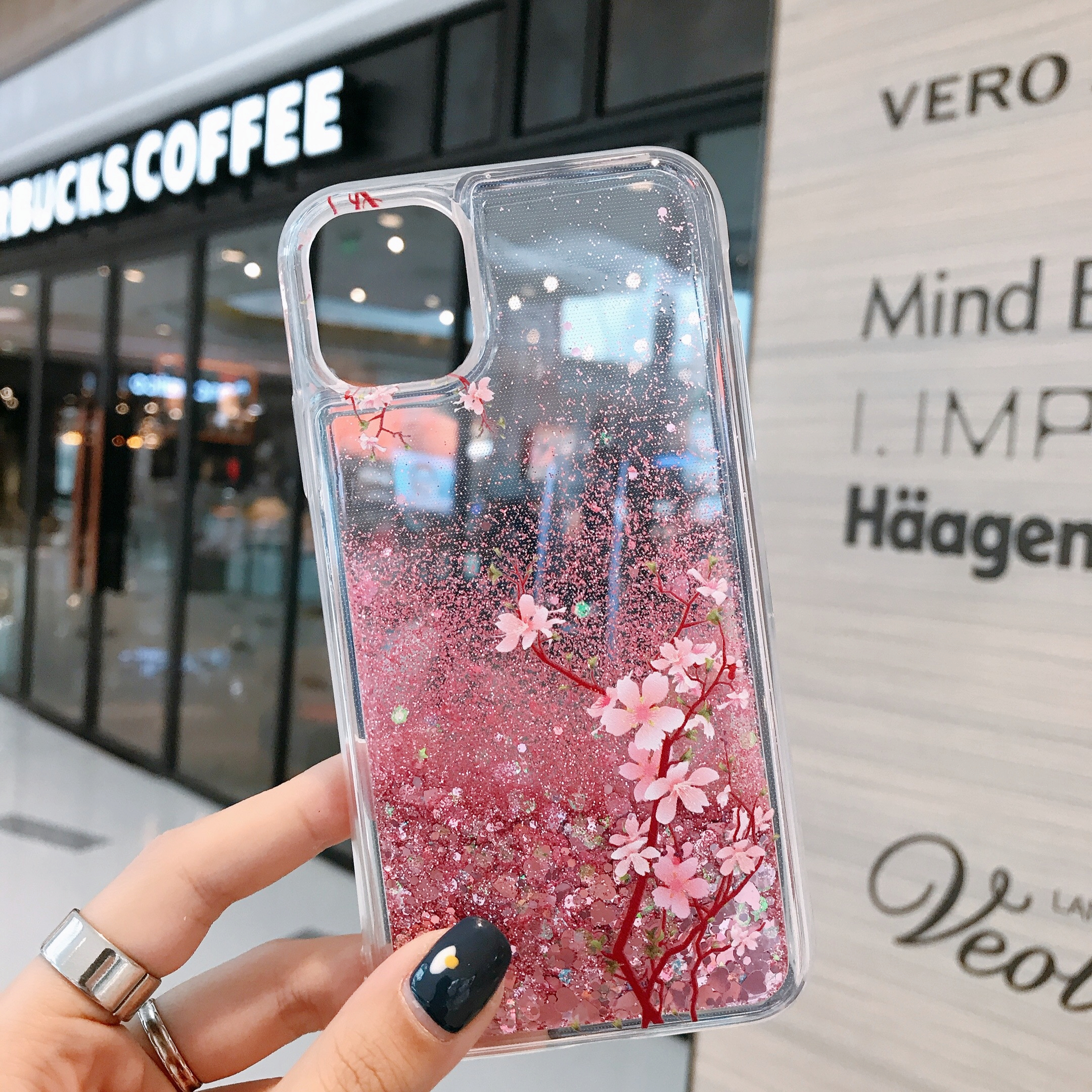 Pink flydende kviksand cover til samsung galaxy  s24 s23 s22 s21 plus  s20 fe s25 ultra  a54 a55 glitter blomster bling klart tpu cover