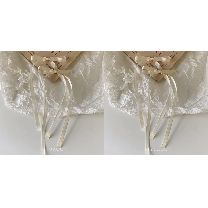 Pinzas para el cabello con lazos trenzados, cintas, coletas dobles, gorros ultra bonitos, horquillas largas dulces de estilo coreano a la , 2 uds.: Plata