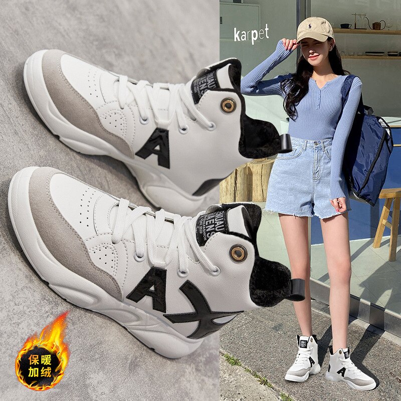 Dames winter hardloopschoenen bekroond vrouwelijke toning sneakers ademende casual sneakers voor dames hoge top sportschoenen