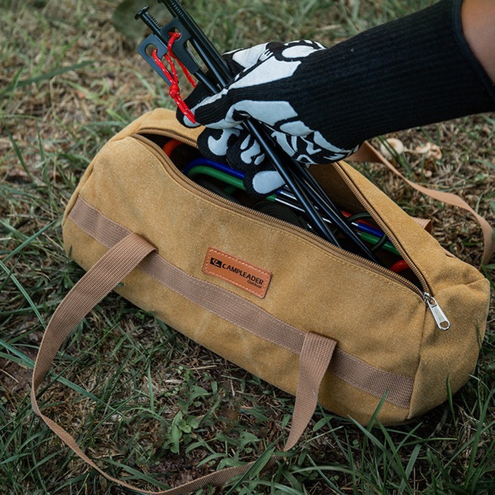 Tent Stake Bag for Camping - Waterproof & Compact Organizer for Tent Pegs, Mallet, Ropes, Outdoor Accessories Storage (20-30PCS)