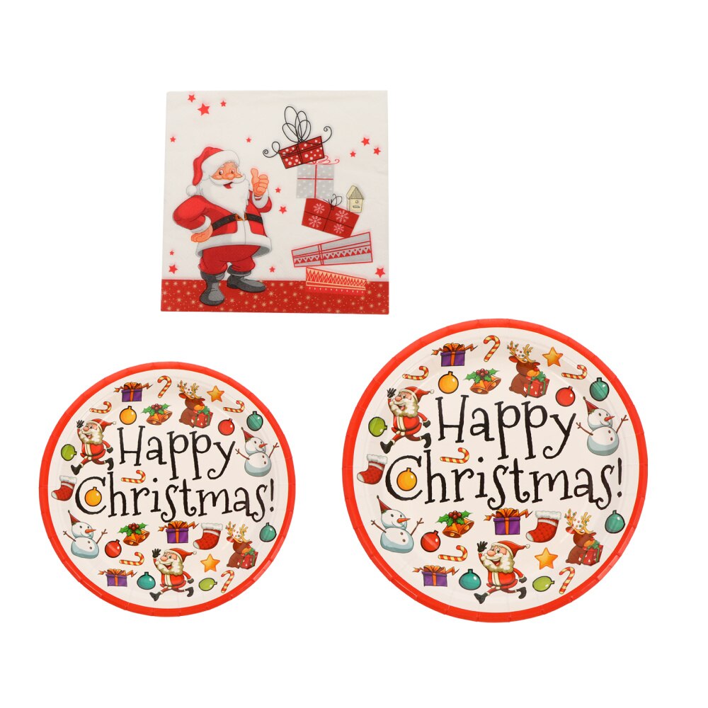 1 Set Paper Plate Christmas Plates Party Tissue Dinnerware Set Party Supplies