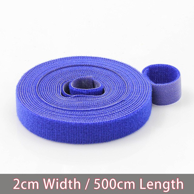 5 metros de Nylon velcro adhesivo con Cinta ajustable magia ganchos Lazos de Cable Clip de lazos Línea alámbrica acabado Velcroing Correa adhesiva cinta: Blue