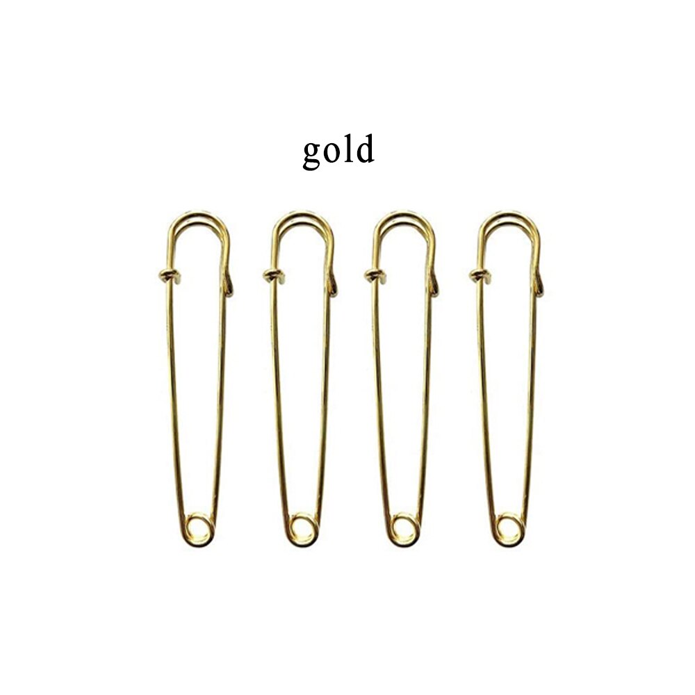 Alfileres de seguridad de 50mm, agujas de acero inoxidable, alfileres de costura grandes, broche para joyería, accesorios de costura, 4/20 Uds.: 10pcs / gold