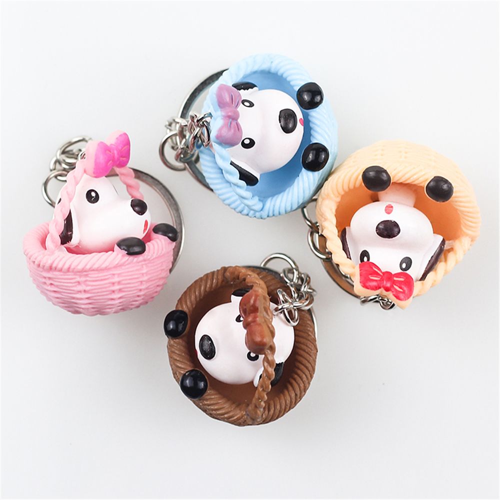 1 st slumpmässig färg unisex söt praktisk tecknad korg valp hund nyckelring hänge praktisk liten