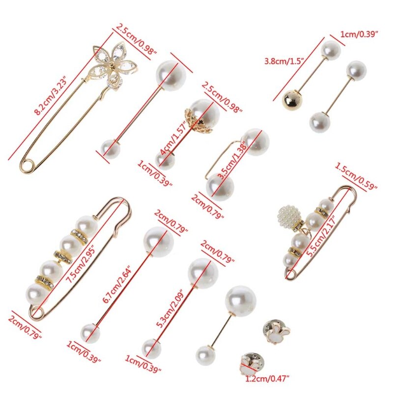 Trui Shawl Clip Dubbele Faux Pearl Broches Shirt Pin Knoppen Parel Crystal Taille Broek Extender Veiligheidsspelden Voor Vrouwen