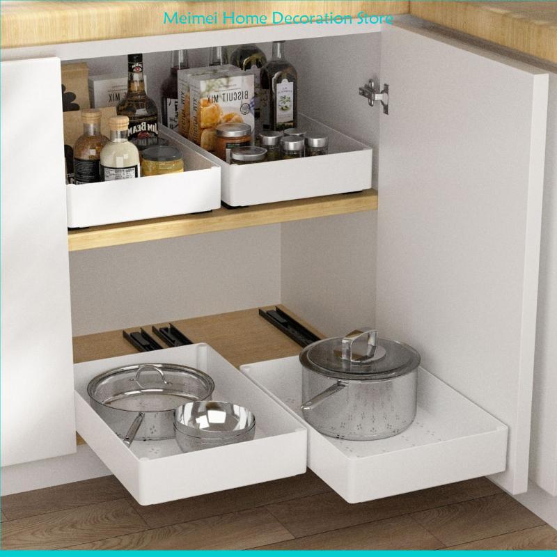 H7BF Cabinet Storage Organizers with Pull Out Drawers Versatile Pull Out Kitchen Drawer Organizers Cabinets Dishes Holder
