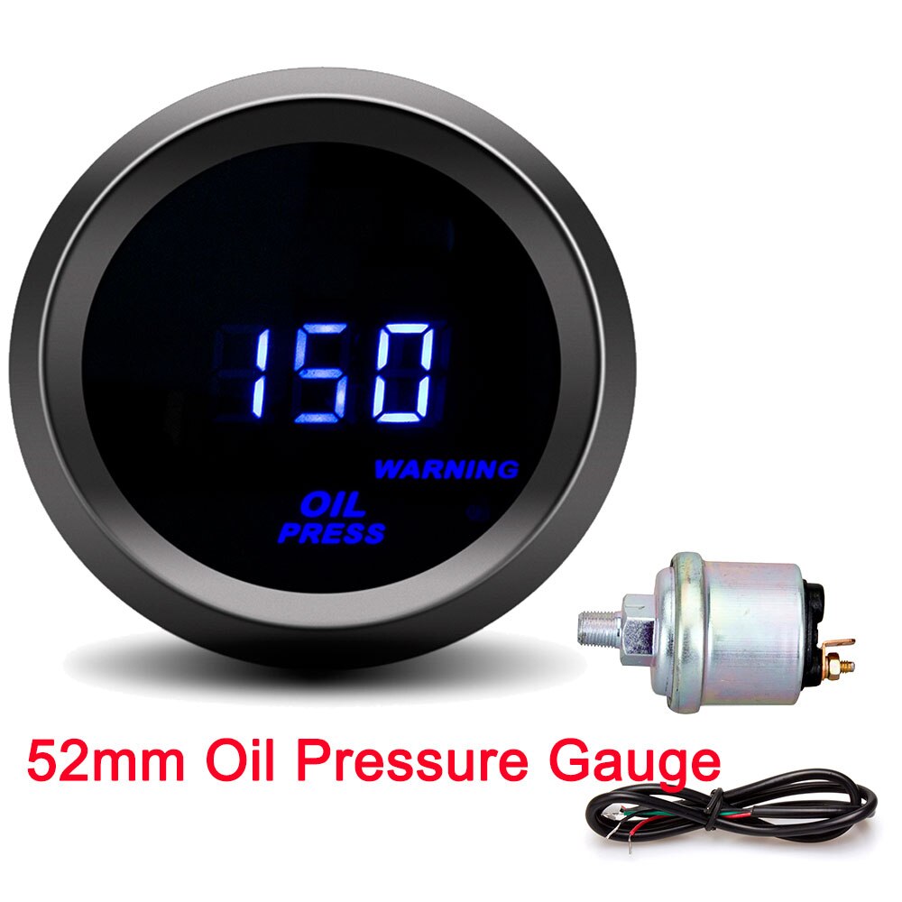 52mm Car Digital Tachometer Turbo Boost Gauge PSI BAR Water Temp Oil Temp Oil Pressure Gauge Voltmeter Rpm Meter Warning Light: oil pressure gauge