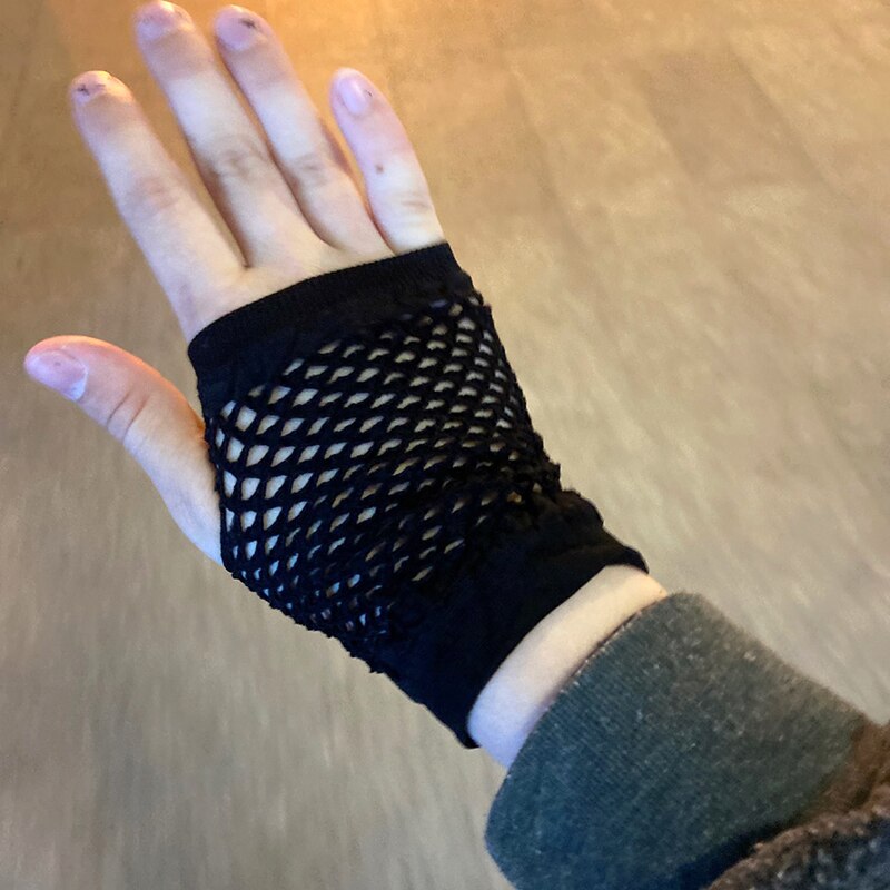Black Womens Short Fishnet Net Gloves Fingerless Mesh Gloves Punk Rock Fancy Night Club Party Sexy Beautiful Gloves