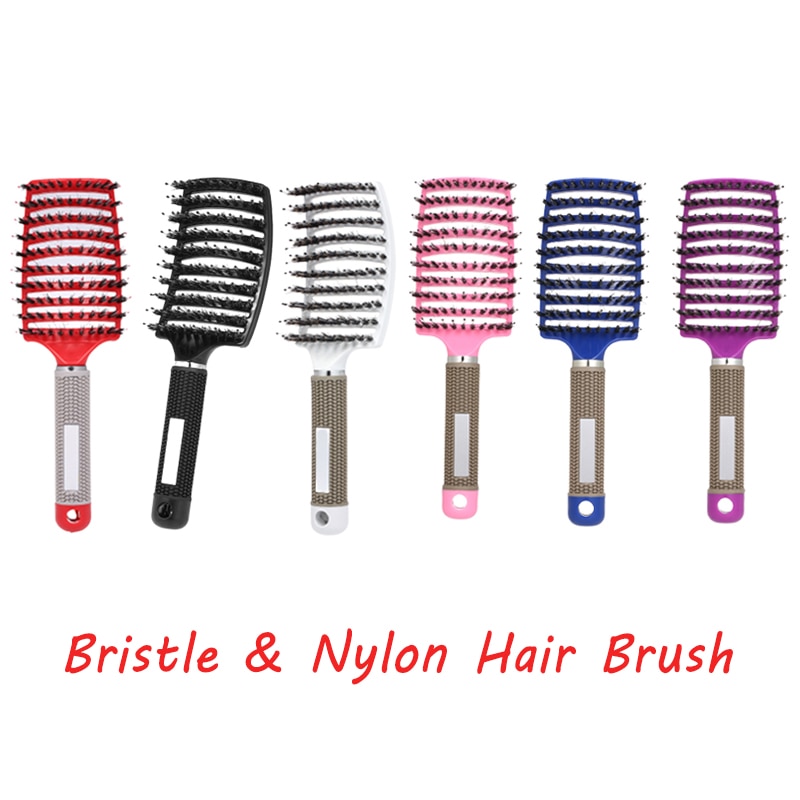 Bristle & Nylon Hair Brush Detangle Hairbrush Hair Scalp Massage Comb Detangling Hairbrushes Hairdressing Salon Tools for Women