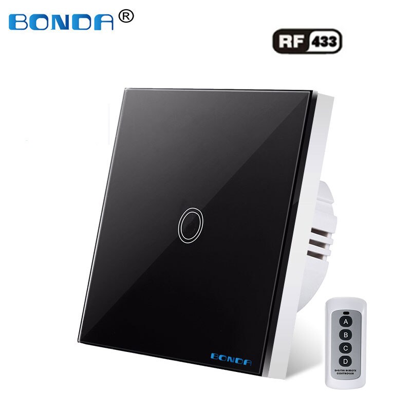 Bonda Wall Switch, Eu Standaard, Wit Kristal, Gehard Glas Panel, Touch Schakelaar, touch Screen Remote Contro Ac220v, 1Gang 1way