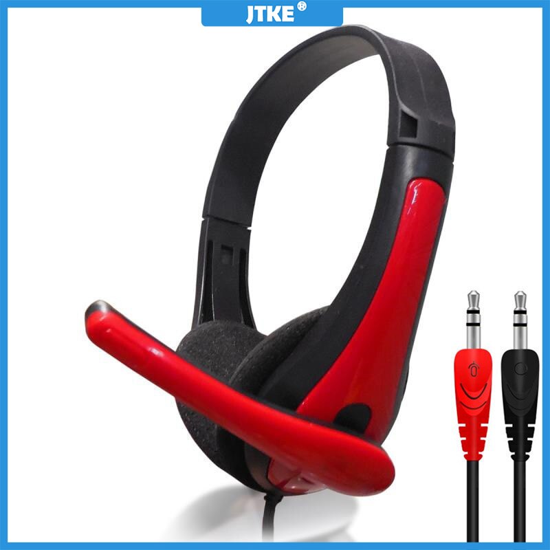 JTKE 3.5mm Over-ear Gaming Headphones Stereo Earphones Red Yellow Blue Headset With Microphone For Laptop PC Computer Tablet