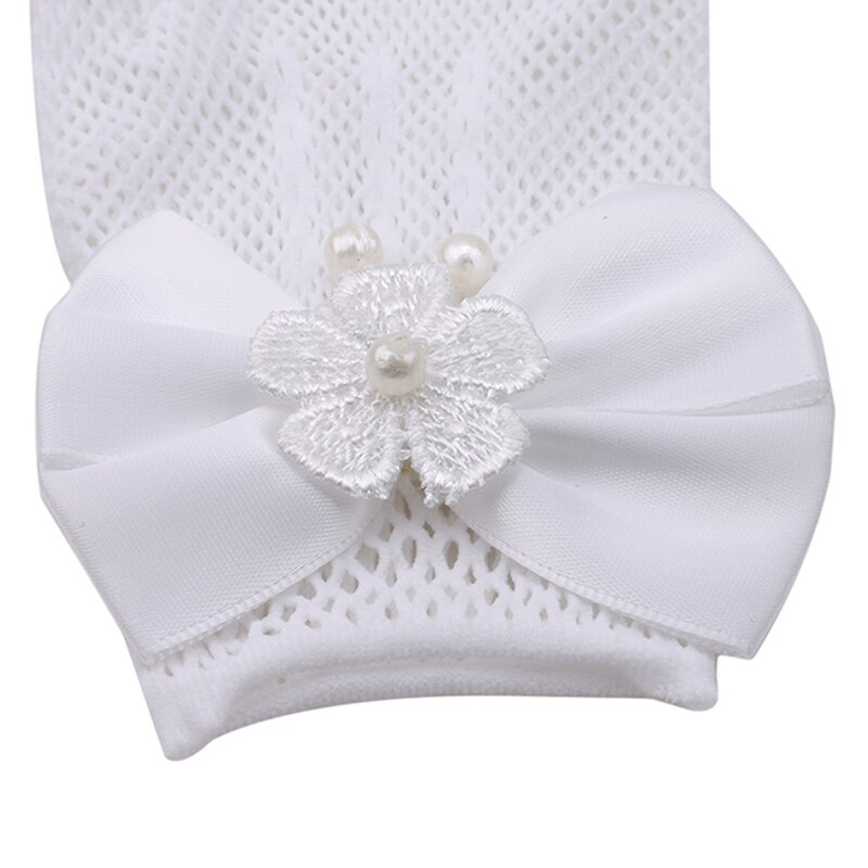 Wit Kant Faux Pearl Visnet Handschoenen Communie Bloem Voor 4-15 Jaar Meisjes Kids Bruid Party Ceremony Accessoires