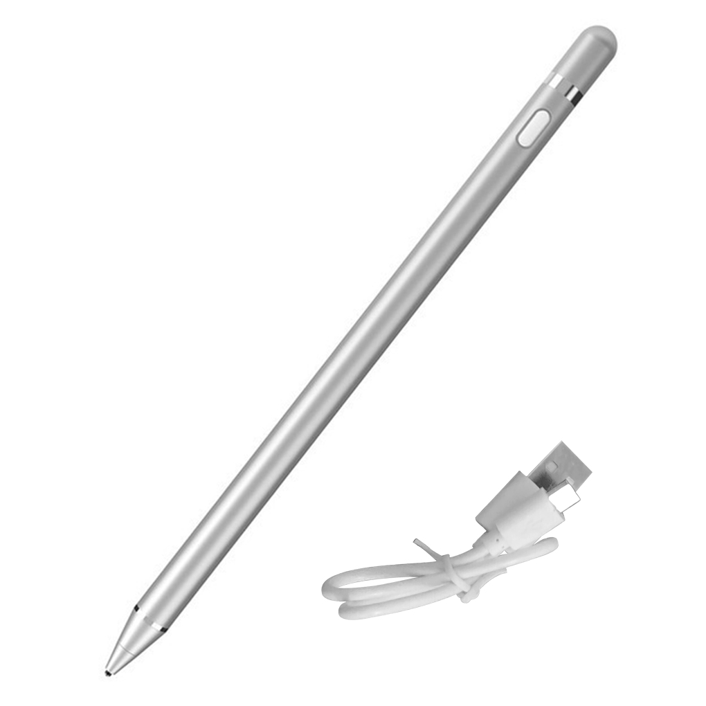 Universele Capacitieve Actieve Stylus Touch Screen Pen Smart Voor Ios/Android Ipad Telefoon Potlood Touch Tekening Tablet Smartphone: silver