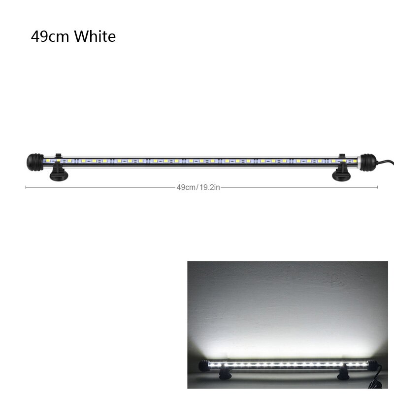 Aquarium LED Aquarium lamp 9cm 29cm 39cm 49cm LED Buis Lamp 9/15/ 21/27leds Bar Light Submersible Waterdichte 100-240V US Plug: 49CM White