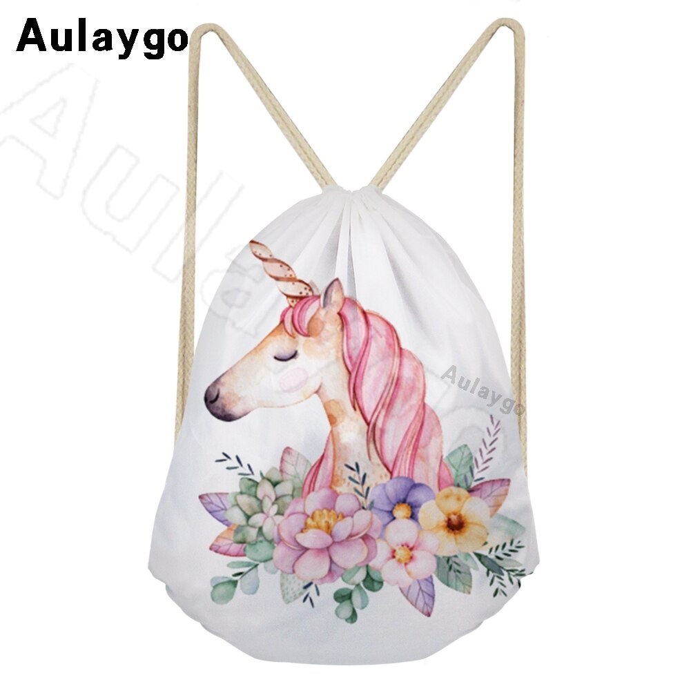 Aulaygo unicorn ryggsäck för barn reselinje unicorn färg bokstavstryck kawaii dragsko väskor axel barn skolväska: Röd