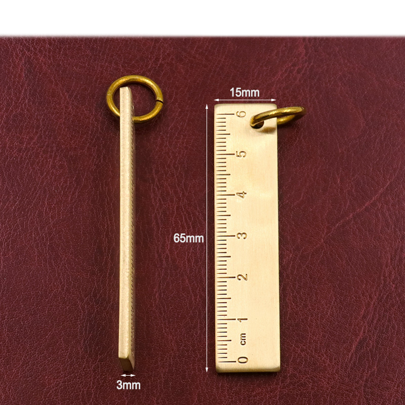 Regla pequeña de cobre de 6cm, regla de Metal de latón grueso de 3mm, colgante de llave de cobre, suministros de dibujo de placa, Mini reglas