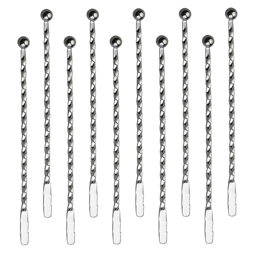 4 Pcs 304 Stainless Steel Cocktail Stirring Stick Spiral Bartender Stir Martini Stirrer for Drink Beverage (Silver)