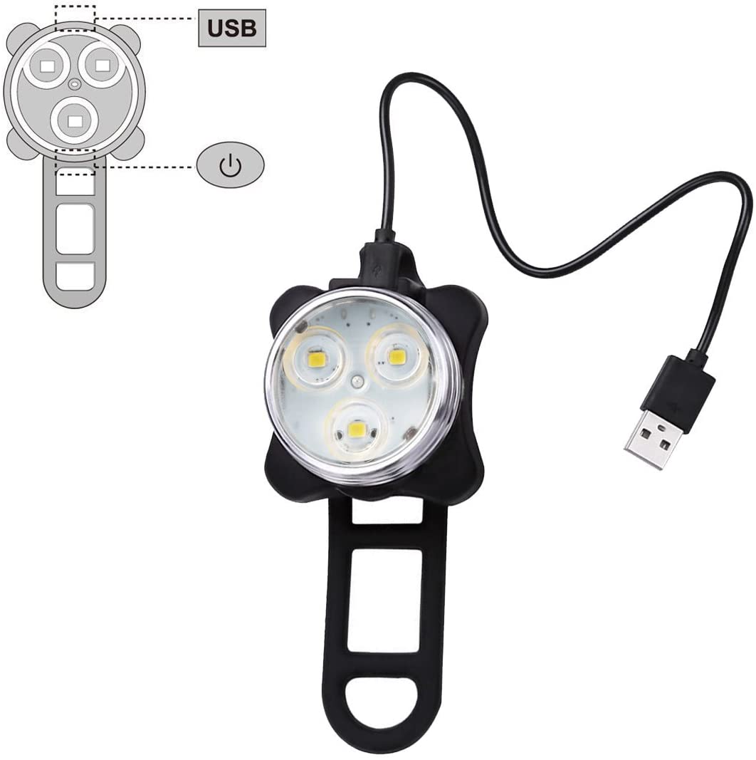 Ascher USB Rechargeable Bike Light Set,Super Bright Front Headlight and Rear LED Bicycle Light,650mah Lithium Battery