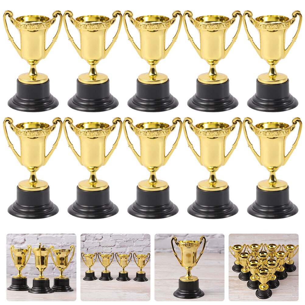 10pcs Reward Trophies Gold Award Trophy Cups School Rewarding Supplies