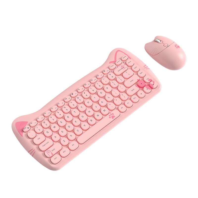 AJAZZ-teclado inalámbrico portátil A3060, periférico de Doble Modo, Bluetooth, membrana, juego de ratón para jugador, para Windows, IOS y Android: Rosa