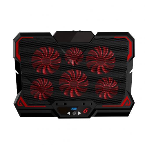 Gaming Laptop Cooler Six Fan Led Screen Two USB Port Laptop Cooling Pad Notebook Stand for Laptop for Gamer Home Office: Red Touch Control