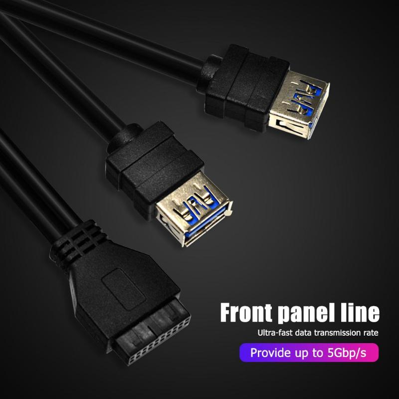 High Speed Front Panel Cable Adapter 20Pin to 2 Port USB 3.0 with Fixed Foot for PC Desktop Computer Case Chassis