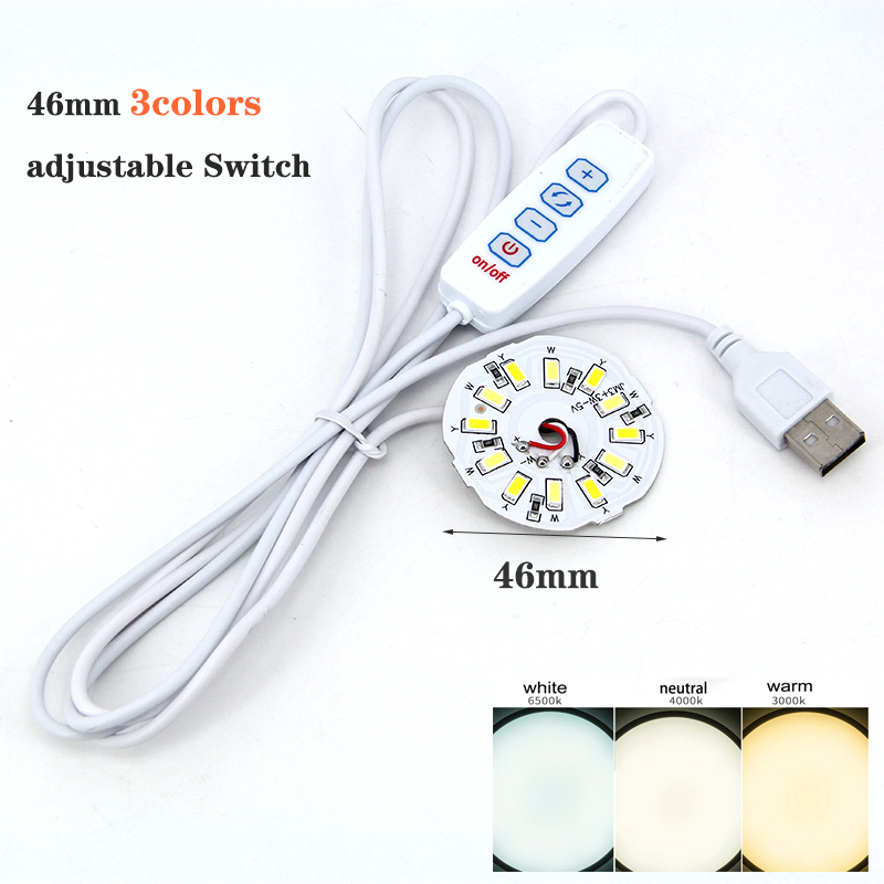 DC 5V 3W USB power cable Switch Dimmable LED Lights 2835 chip single color Reading Night Light Desk Book tablet Lamp: WHITE