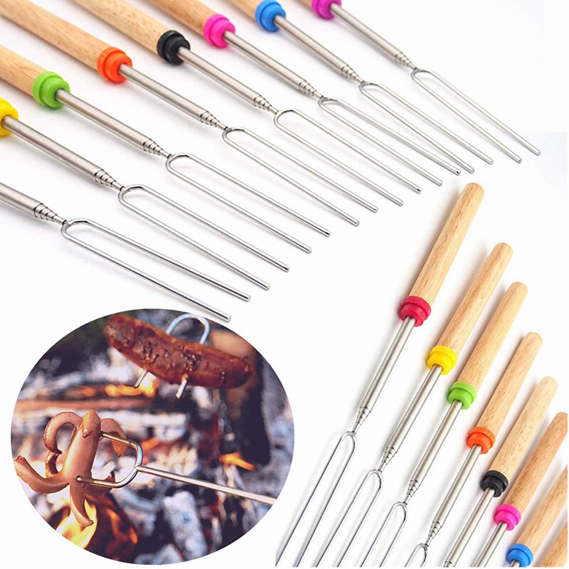 32 Inch 13Pc Marshmallow Roosteren Sticks Uitschuifbare Vorken Set Telescopische Smores Spiesjes Voor Worst Camping Kachel Bbq Gereedschap