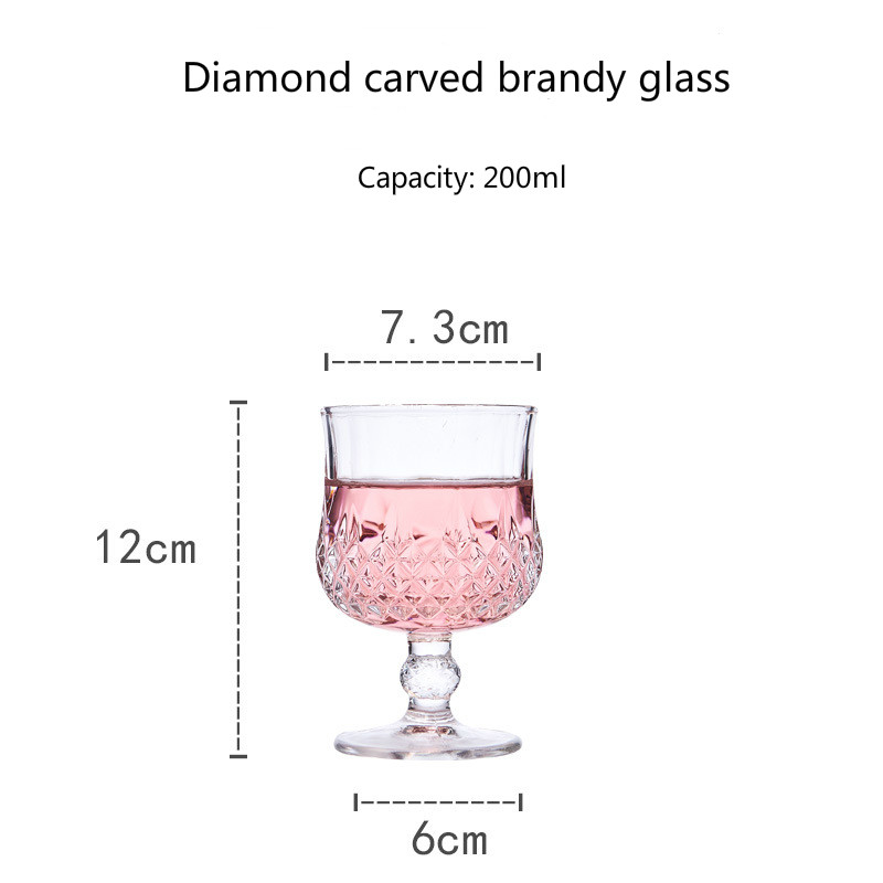 150-250ml Diamant Gravur Becher Wein Glas Tasse Kristall Glas Kunst Multi Zweck Whiskey Brandy Familie Elegante verkostung Tasse: 200ml