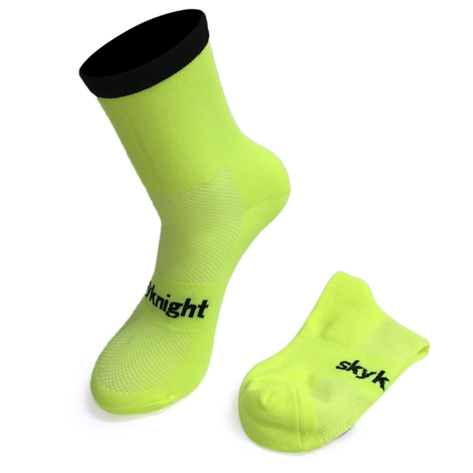 Skyknight Size 7-12 Ademend Fietsen Sokken Vochtafvoerende Mannen Vrouwen Racing Running Fiets Sokken Gym Training Sport sokken: green